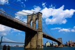 A large suspension bridge in brick