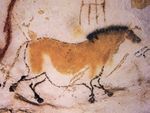 Cave painting of a dun horse.