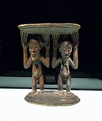 Wooden Luba stool with two caryatids, in the Ethnological Museum of Berlin