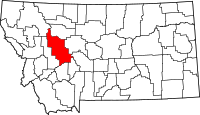 Map of Montana highlighting لويس أند كلارك
