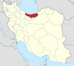 خريطة إيران موضح عليها موقع مازندران.