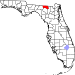 A state map highlighting Hamilton County in the corner part of the state. It is medium in size.