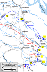 Sheridan's return to the Army of the Potomac from his Trevilian Station raid, including the Battle of Saint Mary's Church