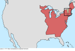 Map of the change to the international disputes involving the United States in central North America on June 4, 1777