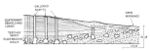 A black and white drawing showing the underground and surface excavations in a flint bearing chalk