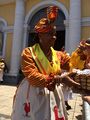 A woman wearing a traditional Guadeloupean dress