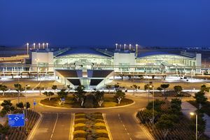 Larnaca International Airport night Republic of Cyprus.jpg