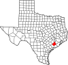 State map highlighting Wharton County