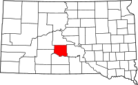 Map of South Dakota highlighting جونز