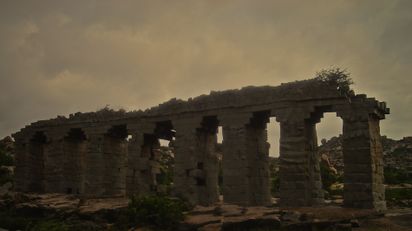 The remains of a giant Bukka's Aqueduct located near Anegondi