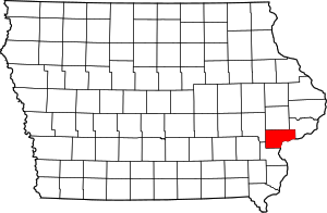 Map of Iowa highlighting Muscatine County