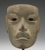 Mask with cinnabar "tattoos"; c. 900-300 BCE; jadeite with cinnabar; Minneapolis Institute of Art (Minneapolis, US)