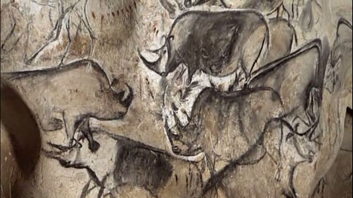 wall painting with horses rhinoceroses and aurochs