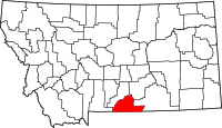 Map of Montana highlighting كربون