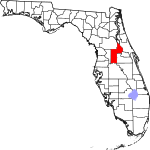 A state map highlighting Lake County in the middle part of the state. It is large in size and narrow in shape.