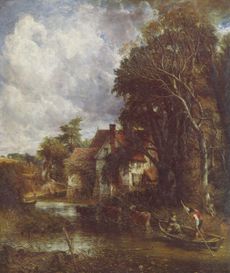 Farmhouse on a tree-lined riverbank
