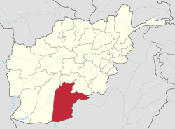 خريطة أفغانستان موضع عليها موقع ولاية قندهار