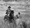 A Chilean huaso man wearing a chupalla and manta, or chamanto (1940)