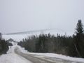 Mackinac Bridge in a snowstorm, during high winds, the bridge has to be closed.