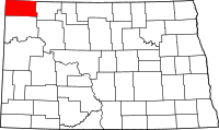 Map of North Dakota highlighting ديفايد