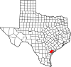 State map highlighting Refugio County