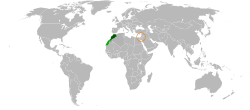Map indicating locations of Morocco and Israel