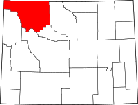 Map of Wyoming highlighting بارك