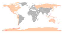 البلدان ذات المناطق الساحلية المعرضة للخطر (باللون الوردي).