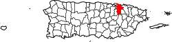 Location of San Juan within the island of پوِرتو ريكو