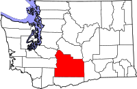 Map of Washington highlighting ياكيما