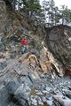 Anticline and quartz "saddle reef" vein in the Halifax Formation (Cambrian), The Ovens, Nova Scotia