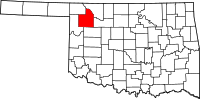 Map of Oklahoma highlighting وودوارد