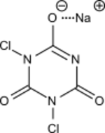 Sodium dichloroisocyanurate structure.svg