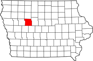 Map of Iowa highlighting Calhoun County