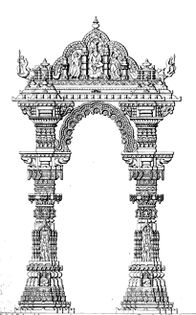 Artistic rendition of the Kirtistambh at Rudra Mahalaya Temple. The temple was destroyed by Alauddin Khalji.