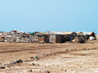 The main cluster of dwellings in Khor Angar, Uganda, selected by the government for drylands intervention. The village is home to 500 permanent residents dependent on livestock rearing and fishing.