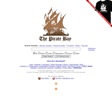The Pirate Bay home page