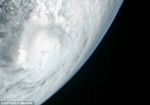 This NASA TV frame grab shows Hurricane Sandy from the International Space Station as it barrels up the Atlantic Coast of the United States.