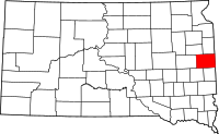 Map of South Dakota highlighting بروكينغز