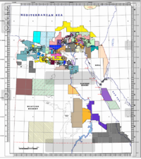 خريطة امتيازات الطاقة في مصر، 2012. المصدر: وزارة البترول المصرية.[36]