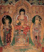 Amitabna buddha wall painting in Geungnakjeon Hall of Muwisa Temple.jpg