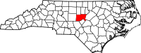 Map of North Carolina highlighting تشاتهام