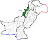 Map of Pakistan with مناطق القبائل المدارة اتحادياً وفاقی قبائلی علاقہ جات Federally Administered Tribal Areas highlighted.