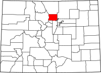 Map of Colorado highlighting بولدر