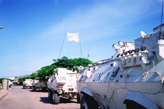 White armored vehicles