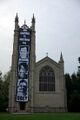 A light-hearted, three-story tiled poster that students mounted on the Chapel in 2008.[155]