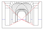 One-point perspective projection.