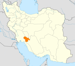 Map of Iran with Kohgiluyeh and Boyer-Ahmad highlighted