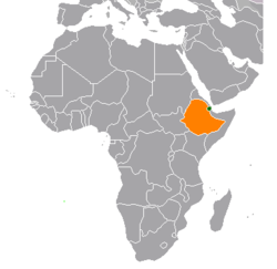 Map indicating locations of Djibouti and Ethiopia