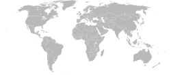 Map indicating locations of Israel and Taiwan